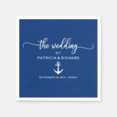 Anchor Nautical Wedding Navy Blau und Weiß Serviette (Vorderseite)