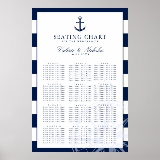 Anchor | Nautische Hochzeit | Sitzdiagramm Poster (Vorne)