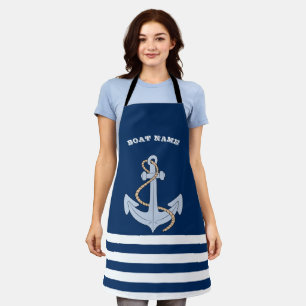 Anchor Navy Blau Streifen Schürze
