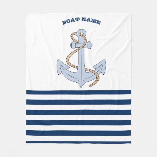 Anchor Navy Blaue Streifen Fleecedecke (Vorderseite)