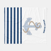 Anchor Navy Blaue Streifen Fleecedecke (Vorderseite (Horizontal))