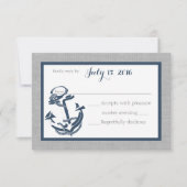 Anchor Navy Blue and Gray Response Card RSVP Karte (Vorderseite)