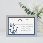 Anchor Navy Blue and Gray Response Card RSVP Karte (Stehend Vorderseite)