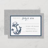 Anchor Navy Blue and Gray Response Card RSVP Karte (Vorne/Hinten)