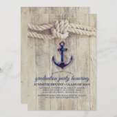 Anchor Navy Blue Nautical Graduation Party Einladung (Vorne/Hinten)