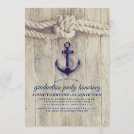 Anchor Navy Blue Nautical Graduation Party Einladung