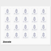 Anchor Navy Blue Nautical Just Married Wedding Quadratischer Aufkleber (Blatt)