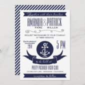 Anchor Navy Blue Nautical Wedding Einladungen (Vorne/Hinten)