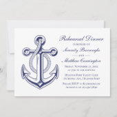 Anchor Navy Blue Nautical Wedding Probe Dinner Einladung (Vorderseite)
