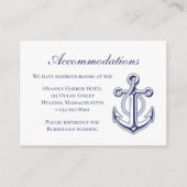 Anchor Navy Blue Nautical Wedding Unterkunft Begleitkarte (Vorderseite)