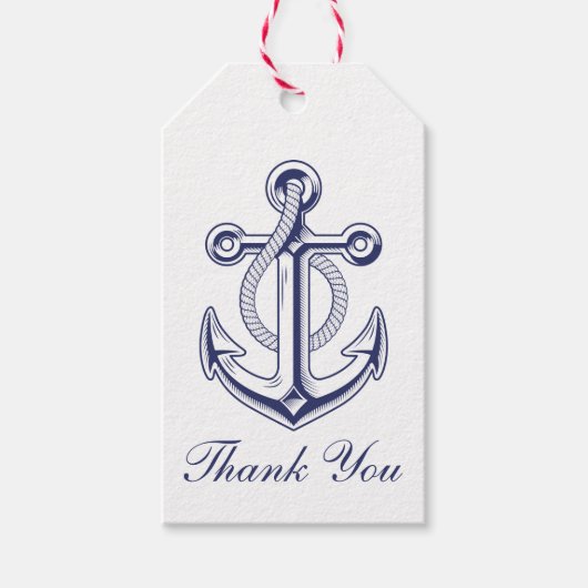 Anchor Navy Blue Nautical Wedding Vielen Dank Geschenkanhänger (Vorderseite)