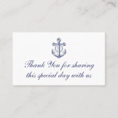 Anchor Navy Blue Nautical Wedding Vielen Dank Platzkarte (Vorderseite)