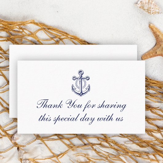 Anchor Navy Blue Nautical Wedding Vielen Dank Platzkarte