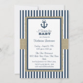Anchor Navy Blue Stripes Baby Dusche Einladung (Rückseite)