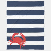 Anchor Navy Blue Stripes Red Crab Fleecedecke (Vorderseite)
