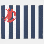 Anchor Navy Blue Stripes Red Crab Fleecedecke (Vorderseite (Horizontal))