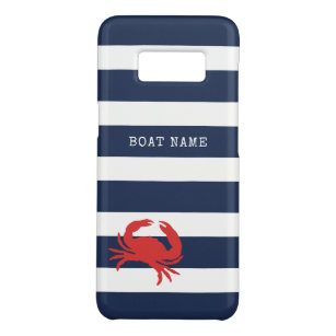 Anchor Navy Blue Stripes Red Crab Name Case-Mate Samsung Galaxy S8 Hülle