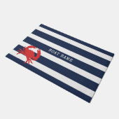 Anchor Navy Blue Stripes Red Crab Name Fußmatte (Schrägansicht)