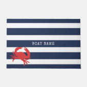 Anchor Navy Blue Stripes Red Crab Name Fußmatte (Vorderseite)