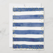 Anchor Navy Blue und Gold Streifen Es ist ein Jung Einladung (Rückseite)
