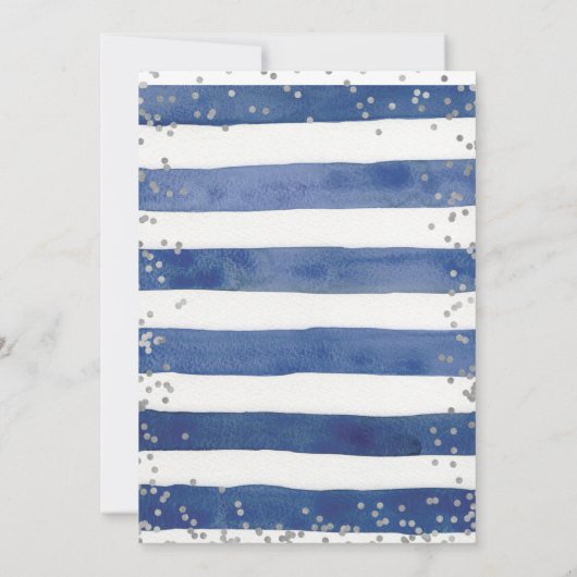 Anchor Navy Blue und Silver Stripes Es ist ein Jun Einladung (Rückseite)
