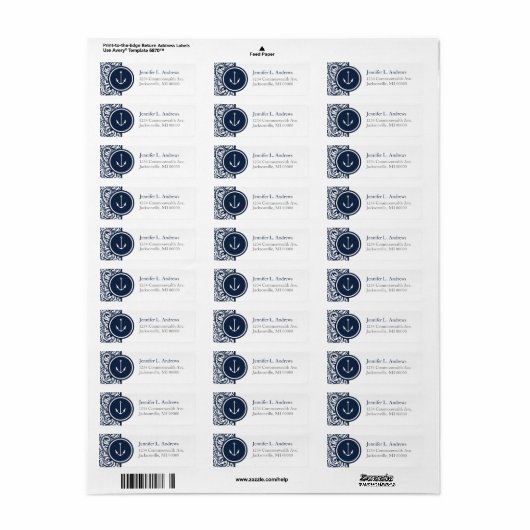 Anchor Navy Damask Address Labels (Vorne)