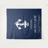 Anchor Navy Mr. & Mrs. Wedding Backdrop Banner Wandteppich (Vorderseite (Horizontal))