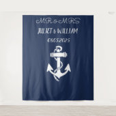 Anchor Navy Mr. & Mrs. Wedding Backdrop Banner Wandteppich (Vorderseite)