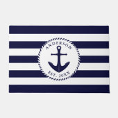 Anchor Navy Personalisiert White Nautic Fußmatte (Vorderseite)