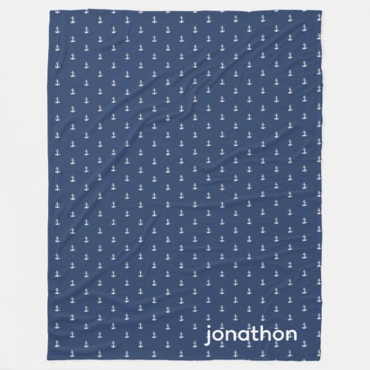 Anchor Navy & White Pattern ID836 Fleecedecke (Vorderseite)