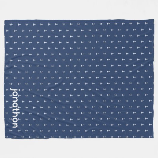 Anchor Navy & White Pattern ID836 Fleecedecke (Vorderseite (Horizontal))
