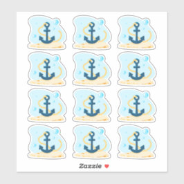 Anchor. Niedliche Unterwasserwelt. Meeresleben Aufkleber