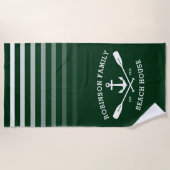 Anchor Oars Familienname Beach House Forest Green Strandtuch (Vorderseite)