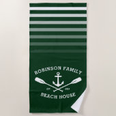 Anchor Oars Familienname Beach House Forest Green Strandtuch (Vorderseite)