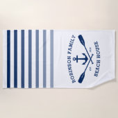 Anchor Oars Familienname Beach House Weiß Strandtuch (Vorderseite)