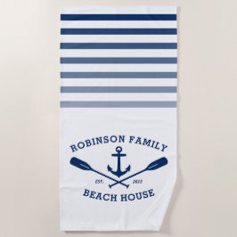 Anchor Oars Familienname Beach House Weiß Strandtuch