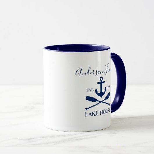 Anchor Oars Family Blue White Tasse (VorderseiteRechts)