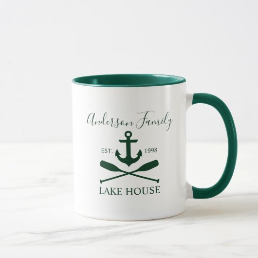 Anchor Oars Family Green White Tasse (Rechts)