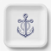 Anchor Ocean Sailor Navy Blue Nautical Wedding Pappteller (Vorderseite)