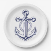 Anchor Ocean Sailor Navy Blue Nautical Wedding Pappteller (Vorderseite)