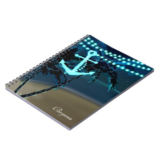 Anchor & Palm Trees Beach Lights Notebook Journal Notizblock (Linke Seite)