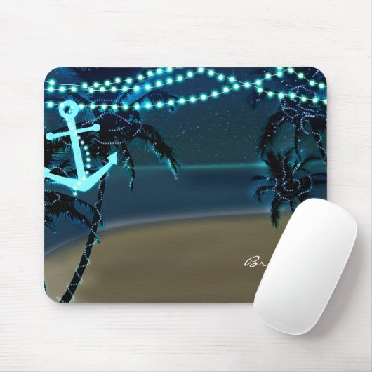 Anchor & Palm Trees Beach Lights Tropic Mouse Pad Mousepad (Mit Mouse)