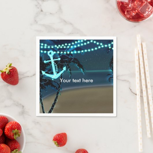 Anchor & Palm Trees Beach Night Wedding Napkins Serviette (Beispiel)