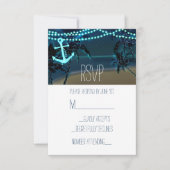 Anchor & Palm Trees Beach Night Wedding RSVP Card (Vorderseite)