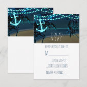 Anchor & Palm Trees Beach Night Wedding RSVP Card Karte (Vorne/Hinten)