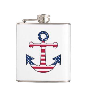 Anchor Patriotic USA flagge nautische Funny Flask Flachmann