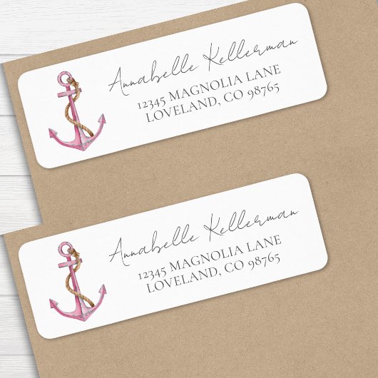 Anchor Pink Nautische Rücksendeadresse