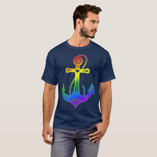 Anchor Rainbow Gay Pride LGBT LGBTQ T-Shirt (Vorne ganz)