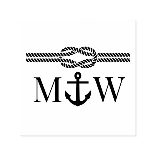 Anchor Rope Knot Border Wedding 2 Initial Monogram Permastempel (Design)