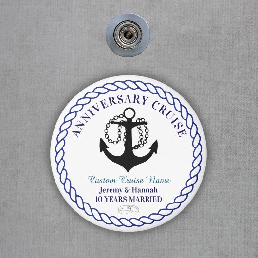 Anchor Round Custom Anniversary Cruise Cabin Door Magnet